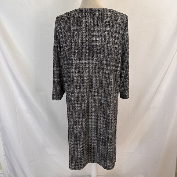 J Jill Wearever Collection Shift Dress LARGE Knit Tweed Black & White Stretch - Picture 4 of 5